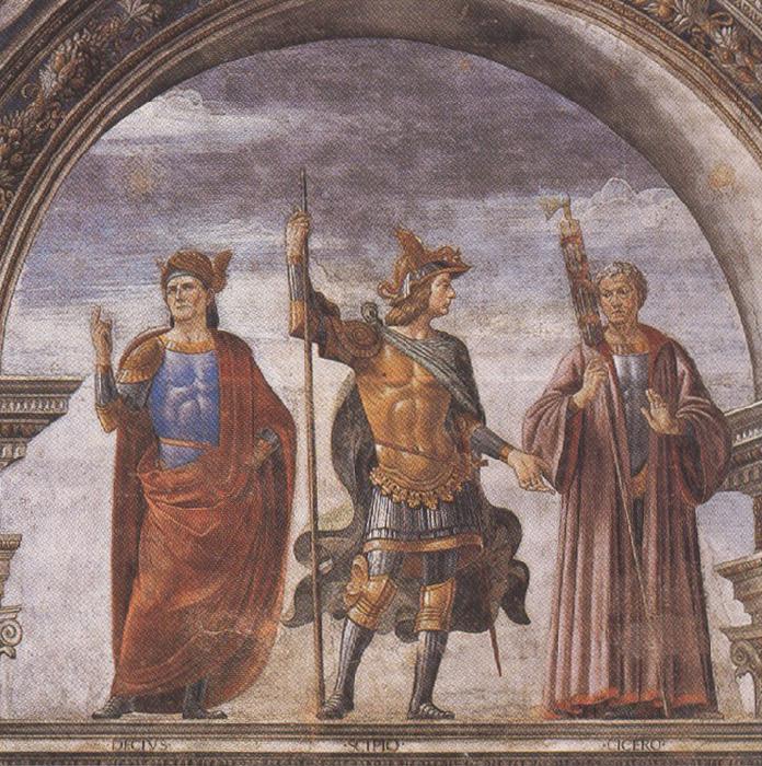 Sandro Botticelli Domenico Ghirlandaio and Assistants,The Roman heroes Decius Mure,Scipio and Cicero (mk36) Spain oil painting art